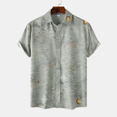 Stand Collar Men's Floral Short Sleeve - ZAAPLI