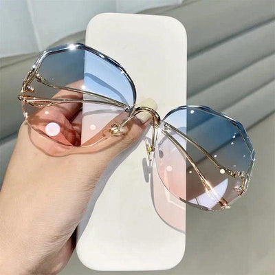 Trendy Oval Gradient Sunglasses Ocean Lens - ZAAPLI