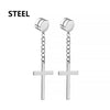 2pc Stainless Steel Men/Women Cross Stars Punk Dangle Earrings - ZAAPLI