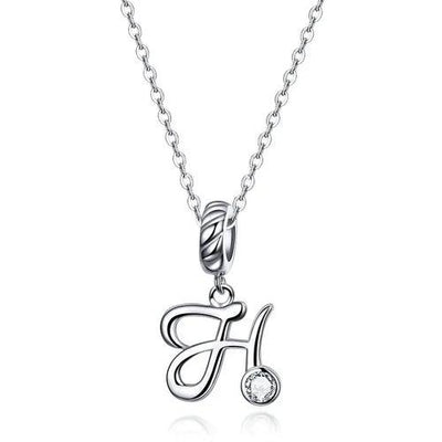 BAMOER 925 Sterling Silver Vintage Letter A to Z Pendant Necklace - ZAAPLI