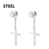 2pc Stainless Steel Men/Women Cross Stars Punk Dangle Earrings - ZAAPLI