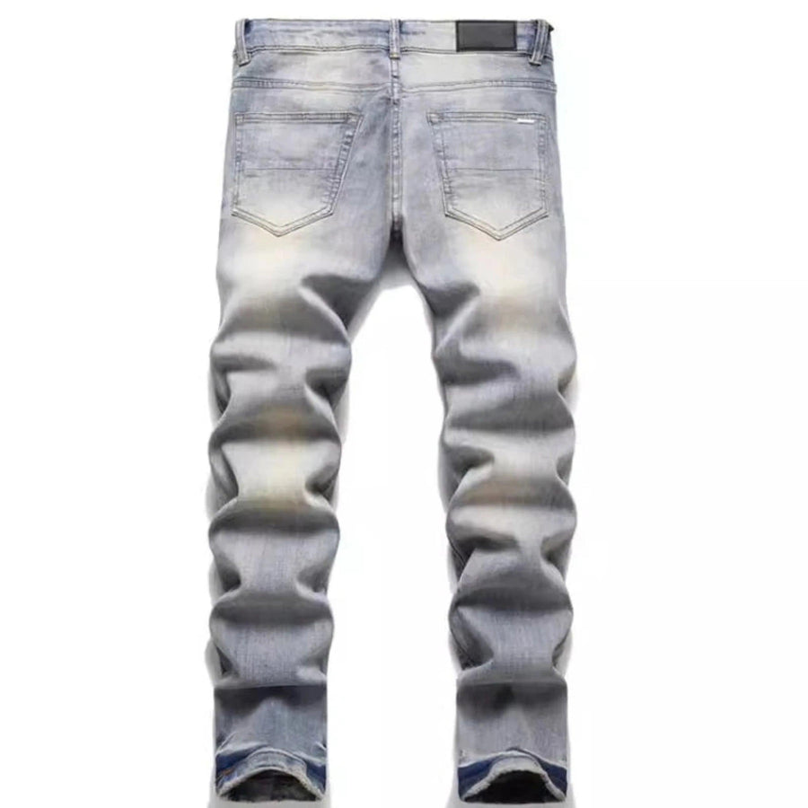 Embroidery Ripped Hip Hop Casual Jeans for Men - ZAAPLI