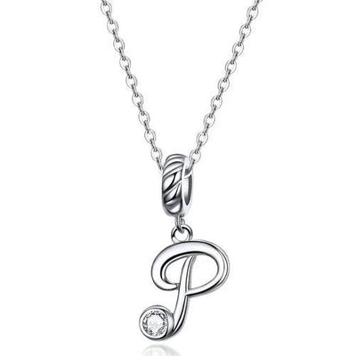 BAMOER 925 Sterling Silver Vintage Letter A to Z Pendant Necklace - ZAAPLI