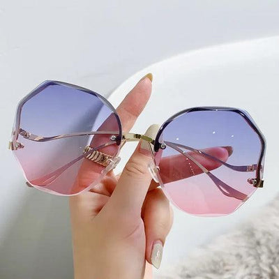 Trendy Oval Gradient Sunglasses Ocean Lens - ZAAPLI