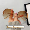 Trendy Oval Gradient Sunglasses Ocean Lens - ZAAPLI