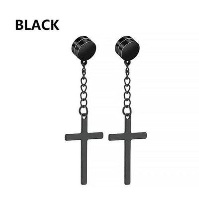 2pc Stainless Steel Men/Women Cross Stars Punk Dangle Earrings - ZAAPLI