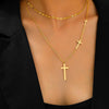 Stainless Steel Necklaces Cross Pendant Choker Multilayer Chain Double - ZAAPLI