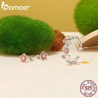 BAMOER 925 Sterling Silver Cute Bird/Cherry/Butterfly Ring/Earrings - ZAAPLI