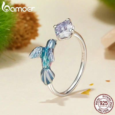 BAMOER 925 Sterling Silver Cute Bird/Cherry/Butterfly Ring/Earrings - ZAAPLI