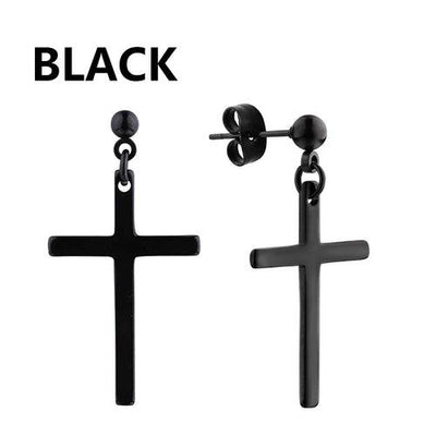 2pc Stainless Steel Men/Women Cross Stars Punk Dangle Earrings - ZAAPLI