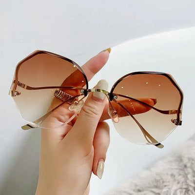 Trendy Oval Gradient Sunglasses Ocean Lens - ZAAPLI