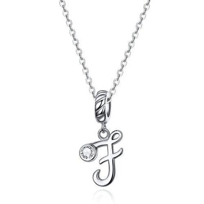 BAMOER 925 Sterling Silver Vintage Letter A to Z Pendant Necklace - ZAAPLI