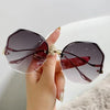 Trendy Oval Gradient Sunglasses Ocean Lens - ZAAPLI