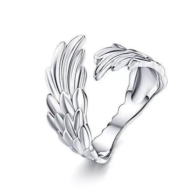 Bamoer 925 Sterling Silver Guardian Wings Open Ring Angel Wing - ZAAPLI