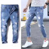 Comfy Ripped Holes Slim Fit Denim Pants - ZAAPLI