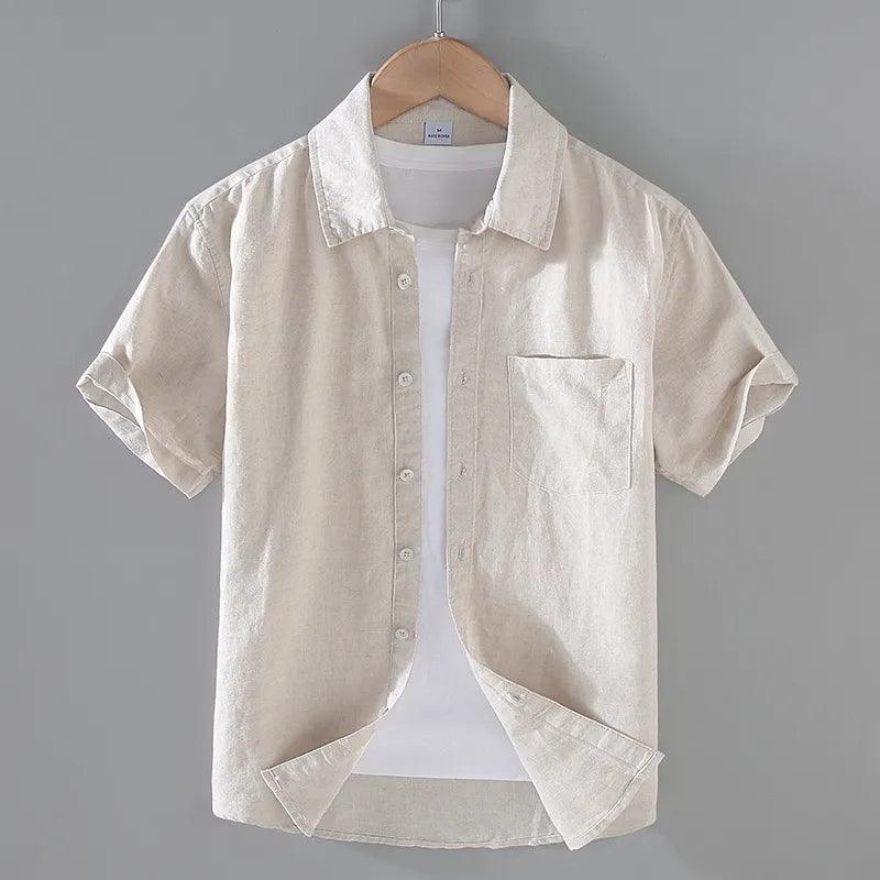 Cotton Linen Men's Short-Sleeved Shirts - ZAAPLI