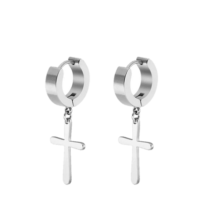 2pc Stainless Steel Men/Women Cross Stars Punk Dangle Earrings - ZAAPLI