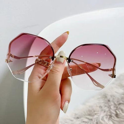 Trendy Oval Gradient Sunglasses Ocean Lens - ZAAPLI