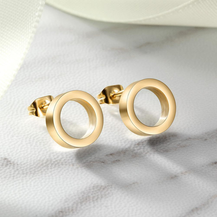 Open Circle Stud Earrings - ZAAPLI