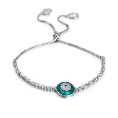 Sterling Silver Evil Eye Charm Bracelet - ZAAPLI