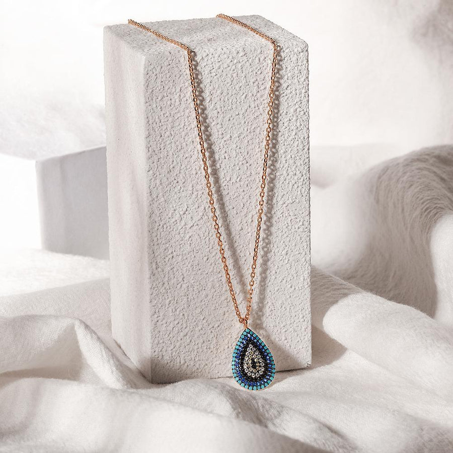 STERLING SILVER OVAL EVIL EYE NECKLACE - ZAAPLI