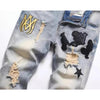 Embroidery Ripped Hip Hop Casual Jeans for Men - ZAAPLI