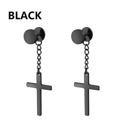 2pc Stainless Steel Men/Women Cross Stars Punk Dangle Earrings - ZAAPLI