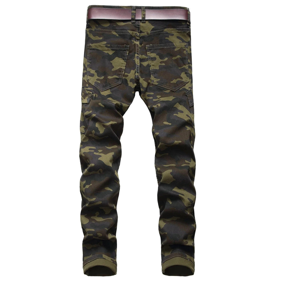 Men's Stretch Camouflage Biker Jeans - ZAAPLI