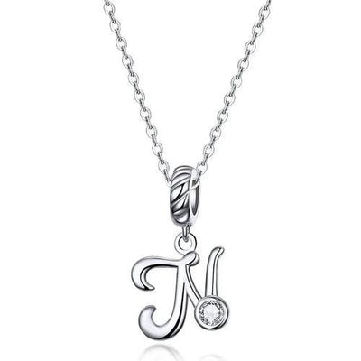 BAMOER 925 Sterling Silver Vintage Letter A to Z Pendant Necklace - ZAAPLI