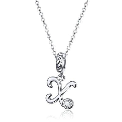 BAMOER 925 Sterling Silver Vintage Letter A to Z Pendant Necklace - ZAAPLI