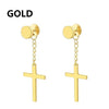 2pc Stainless Steel Men/Women Cross Stars Punk Dangle Earrings - ZAAPLI