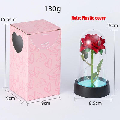 Eternal Rose LED Light Foil Flower In Glass Cover Tabletop Decoration - ZAAPLI