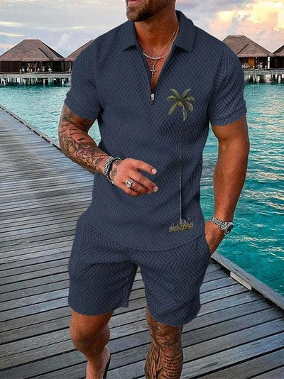 New Summer Beach Sweatsuit set Casual Zipper - ZAAPLI