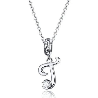 BAMOER 925 Sterling Silver Vintage Letter A to Z Pendant Necklace - ZAAPLI