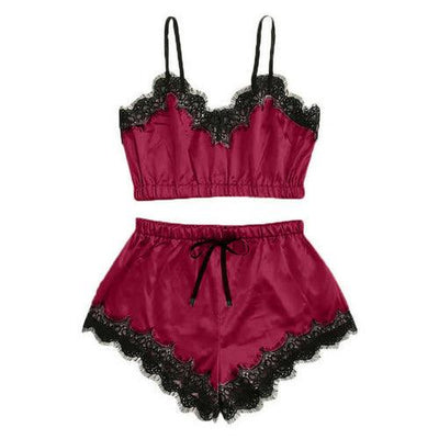 Sexy Lingerie Lace Satin Pajama Sets - ZAAPLI