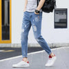 Comfy Denim Pants Pockets Male Ripped Tassel Pencil - ZAAPLI