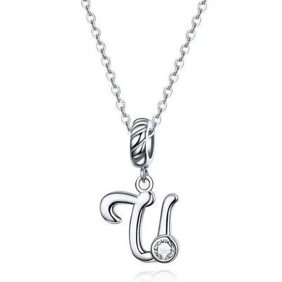 BAMOER 925 Sterling Silver Vintage Letter A to Z Pendant Necklace - ZAAPLI