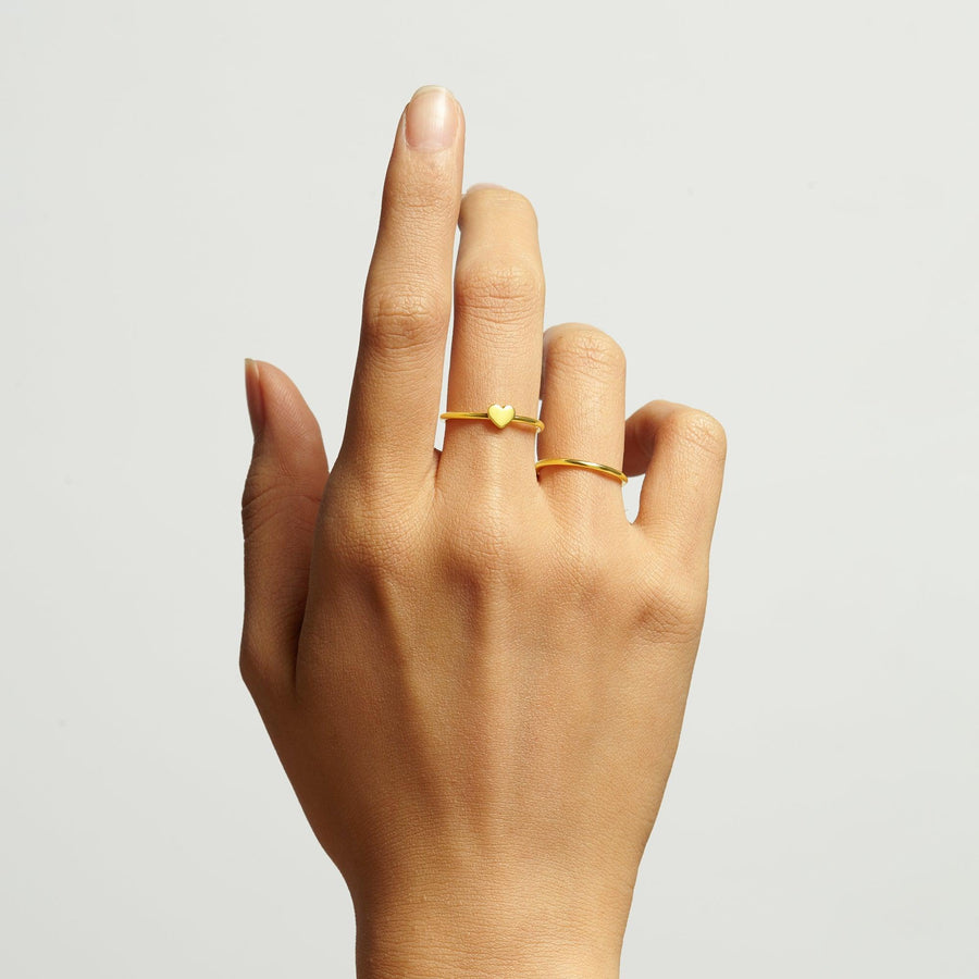 Minimalist Heart Gold Ring Silver Dainty Ring - ZAAPLI