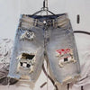 Men Hole Denim Short Pants - ZAAPLI