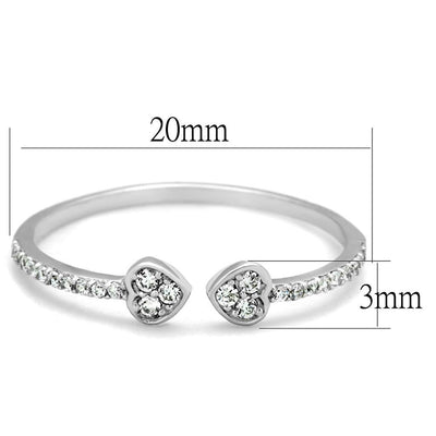 TS205 - Rhodium 925 Sterling Silver Ring with AAA Grade CZ in Clear - ZAAPLI