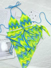 Tie Dye Halter Ruffled Bikini Female Micro Swimsuit 3 Pieces - ZAAPLI