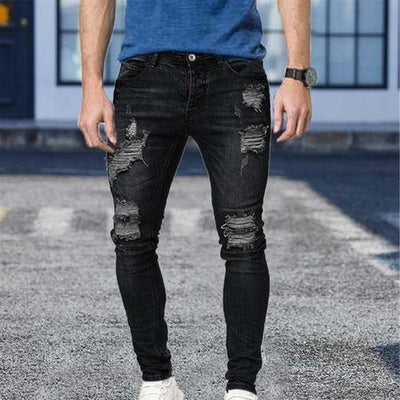 White Embroidery Ripped Skinny Jeans - ZAAPLI