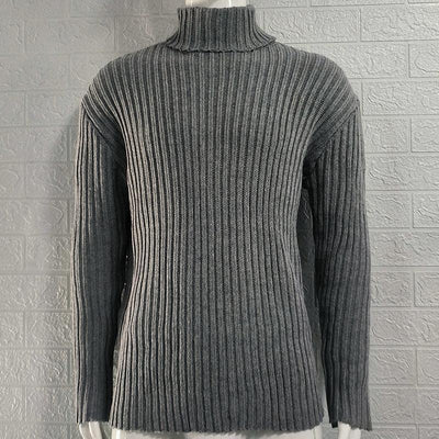 Turtleneck Solid Color Slim Fit Knit Sweater - ZAAPLI