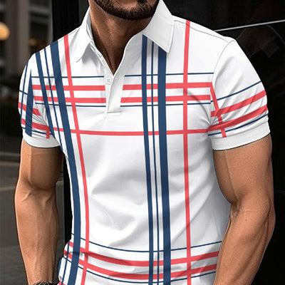 Men's Printed Lapel Button Sport Short Sleeved Shirt - ZAAPLI