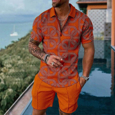 Fashion Casual Zipper Short Sleeve Suit - ZAAPLI