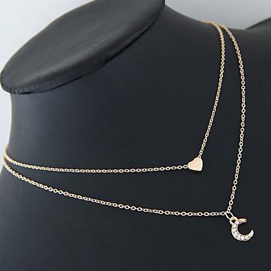 Moon and Heart Two Layer Necklace - ZAAPLI