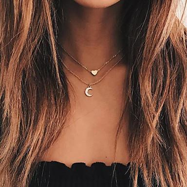 Moon and Heart Two Layer Necklace - ZAAPLI