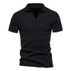 Henley Shirt Men's Short-sleeved T-shirt Henry Collar American Retro Men's Workout Top - ZAAPLI