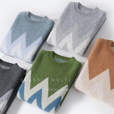 Men's Round Neck Thickened Pullover Wool Sweater - ZAAPLI