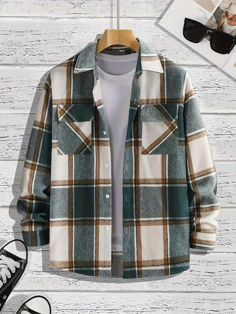 Men's Shirt Versatile Casual Plaid Shirt Coat Shirt Coat - ZAAPLI